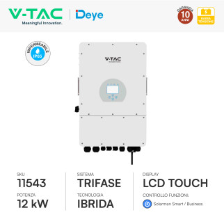 Inverter 12kW Trifase LCD IP65 Pannelli Fotovoltaici V-Tac