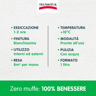 Tecnostuk Muffa K.O. Fondo Antimuffa Termoisolante Igienizzante Bianco