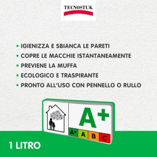 Tecnostuk Muffa K.O. Fondo Antimuffa Termoisolante Igienizzante Bianco