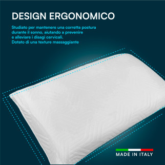 Cuscino Memory Foam Ergonomico Ipoallergenico 40x70x11cm