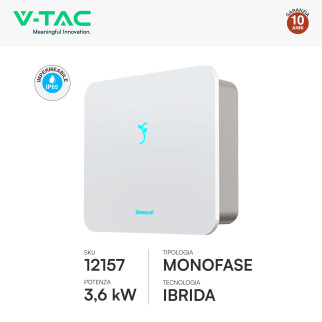 V-Tac Inverter Monofase Ibrido On-Grid / Off-Grid 3,6kW IP65