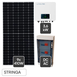 Kit 9 Pannelli Solari 410W + Inverter 3,6kW + Quadro DC/AC