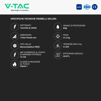 Kit 15 Pannelli Solari 410W + Inverter Monofase 6kW + Quadro DC/AC