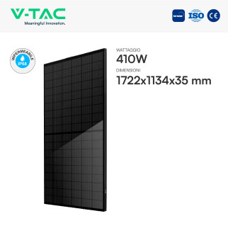 Pannelli Solari Fotovoltaici 410W IP68 108 Celle Full Black V-Tac