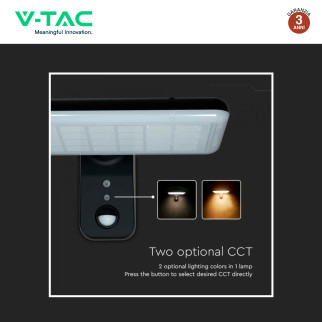 VT-414 Faro LED 15W IP65 Pannello Solare con Sensore V-Tac