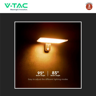 VT-414 Faro LED 15W IP65 Pannello Solare con Sensore V-Tac