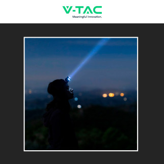 V-Tac Torcia Frontale LED SMD RGB 3W Ricaricabile Dimmerabile IP43