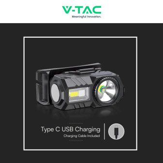 V-Tac Torcia Frontale LED SMD RGB 3W Ricaricabile Dimmerabile IP43
