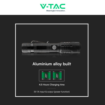 V-Tac Torcia LED SMD 10W Ricaricabile Dimmerabile IP54