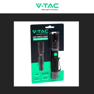 V-Tac Torcia LED SMD 10W Ricaricabile Dimmerabile IP54