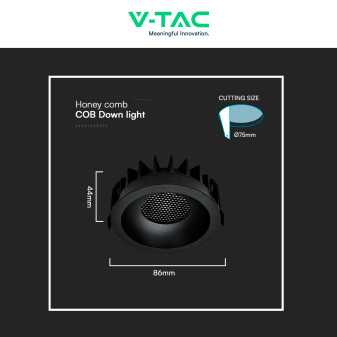 V-Tac Faretto LED COB 12W Incasso Rotondo CCT Nero