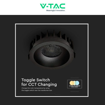 V-Tac Faretto LED COB 12W Incasso Rotondo CCT Nero