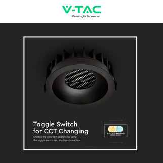 V-Tac Faretto LED COB 12W Incasso Rotondo CCT Nero