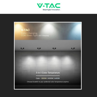 V-Tac Faretto LED COB 12W Incasso Rotondo CCT Nero