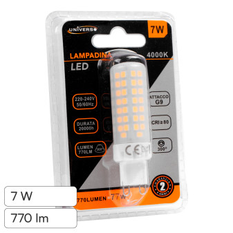 Universo Lampadina LED G9 7W Tubolare T19 SMD Opaca