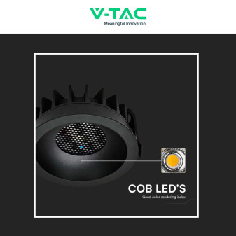 V-Tac Faretto LED COB 18W Incasso Rotondo CCT Nero