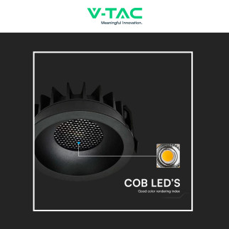 V-Tac Faretto LED COB 18W Incasso Rotondo CCT Nero