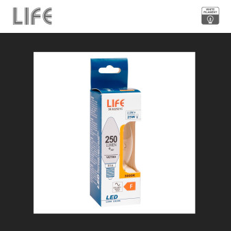 Life Lampadina LED E14 2,5W Candela C35 Filament Bianco