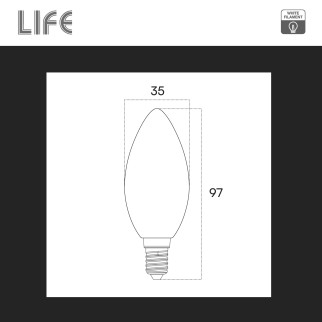 Life Lampadina LED E14 4,5W Candela C35 Filament Bianco
