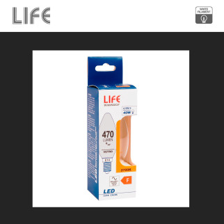Life Lampadina LED E14 4,5W Candela C35 Filament Bianco