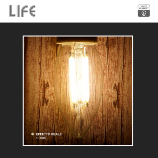Life Lampadina LED E14 6,5W Candela C35 Filament Bianco