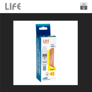 Life Lampadina LED E14 6,5W Candela C35 Filament Bianco