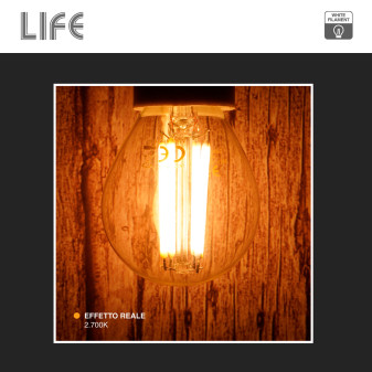 Life Lampadina LED E14 4,5W MiniGlobo P45 Filament Bianco