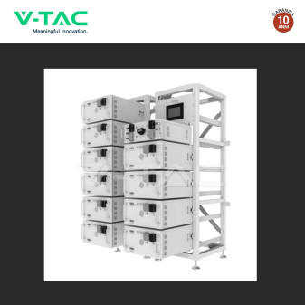 V-Tac Kit 10 Accumulatori BMS Stack LiFePO4 Fotovoltaico Rack