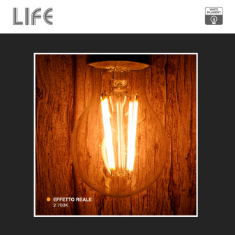 Life Lampadina LED E27 7W Goccia A60 Filament Bianco