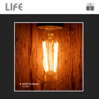 Life Lampadina LED E27 7W Goccia A60 Filament Bianco