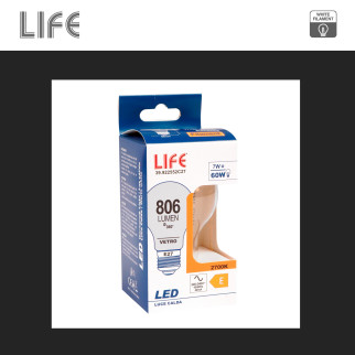 Life Lampadina LED E27 7W Goccia A60 Filament Bianco
