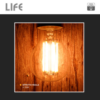 Life Lampadina LED E27 10,5W Goccia A60 Filament Bianco