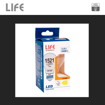 Life Lampadina LED E27 10,5W Goccia A60 Filament Bianco
