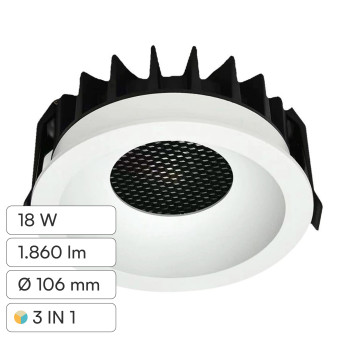 V-Tac Faretto LED COB 18W Incasso Rotondo CCT Bianco