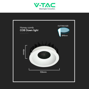 V-Tac Faretto LED COB 18W Incasso Rotondo CCT Bianco