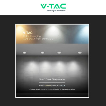 V-Tac Faretto LED COB 18W Incasso Rotondo CCT Bianco