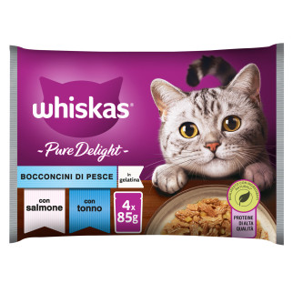 Whiskas Pure Delight Cibo per Gatti Bocconcini Salmone Tonno