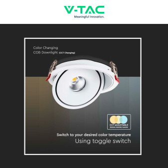 V-Tac Faretto LED COB 12W Incasso Rotondo Orientabile CCT