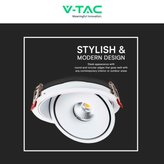 V-Tac Faretto LED COB 12W Incasso Rotondo Orientabile CCT