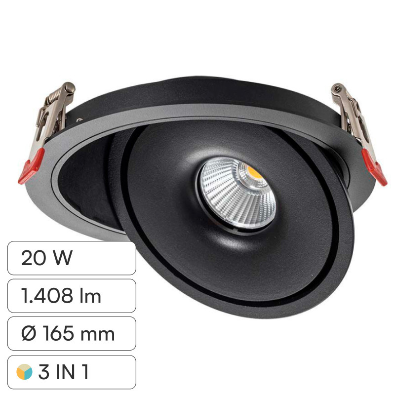 V-Tac Faretto LED COB 20W Incasso Rotondo Orientabile CCT