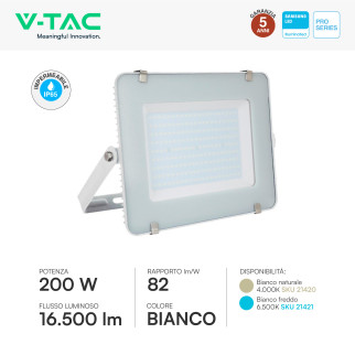 VT-200 Faro LED SMD 200W IP65 Chip Samsung Bianco V-Tac