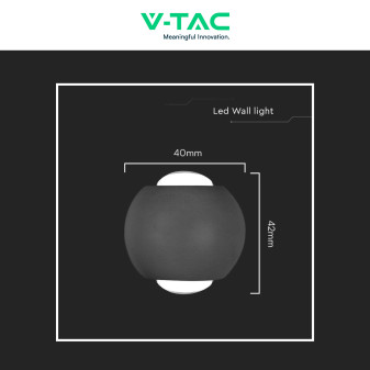 V-Tac VT-2502 Applique LED 2W COB IP54 Doppio Fascio Luminoso