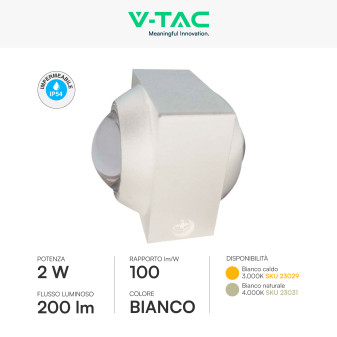 V-Tac VT-2503 Applique LED 2W COB IP54 Doppio Fascio Luminoso