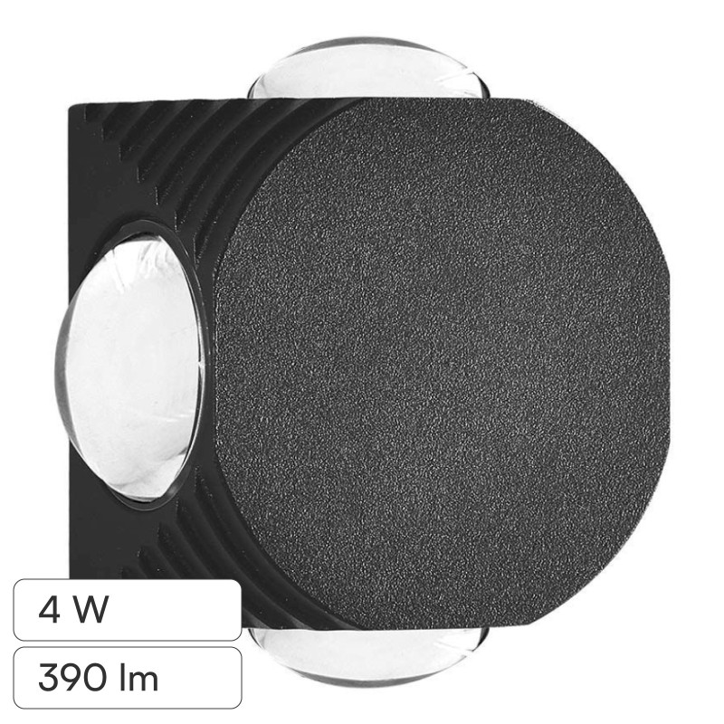 V-Tac VT-2544 Applique LED 4W COB IP54 con 4 Fasci Luminosi