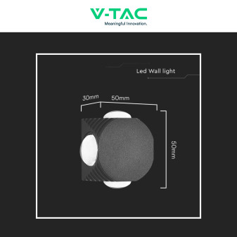 V-Tac VT-2544 Applique LED 4W COB IP54 con 4 Fasci Luminosi