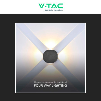 V-Tac VT-2544 Applique LED 4W COB IP54 con 4 Fasci Luminosi