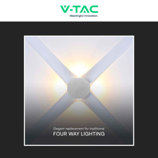 V-Tac VT-2544 Applique LED 4W COB IP54 con 4 Fasci Luminosi