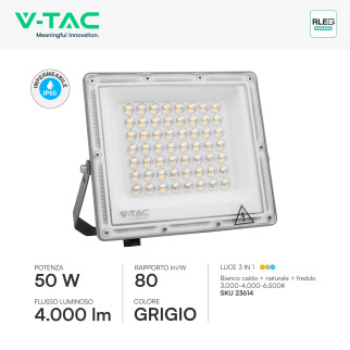 V-Tac VT-44050CCT Faro LED 50W SMD IP65 Led Sostituibili