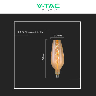 V-Tac VT-2272 Lampadina LED E27 4W B125 Filament Spiral