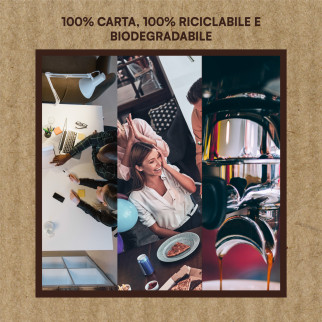 50 Bicchieri in 100% Carta Biodegradabile Avana da 200ml